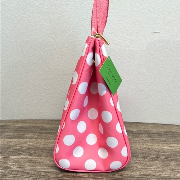 ♠️ Kate Spade Pink and White Polka Dot Insulated Lunch Tote 👛 - Picture 3 of 13
